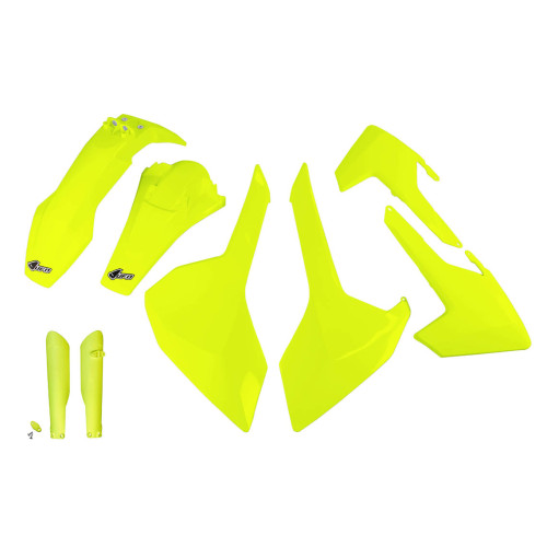 UFO Plastkit med Gaffelbensskydd Husqvarna neon yellow