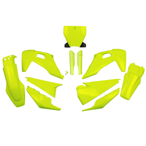 UFO Plastkit med Gaffelbensskydd Husqvarna neon yellow