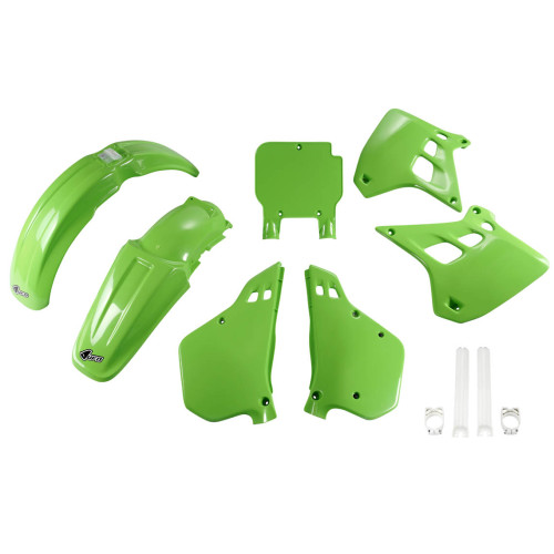 UFO Plastkit med Gaffelbensskydd Kawasaki green