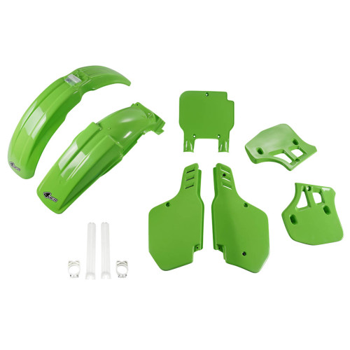 UFO Plastkit med Gaffelbensskydd Kawasaki green