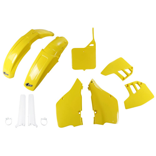 UFO Plastkit med Gaffelbensskydd Suzuki yellow