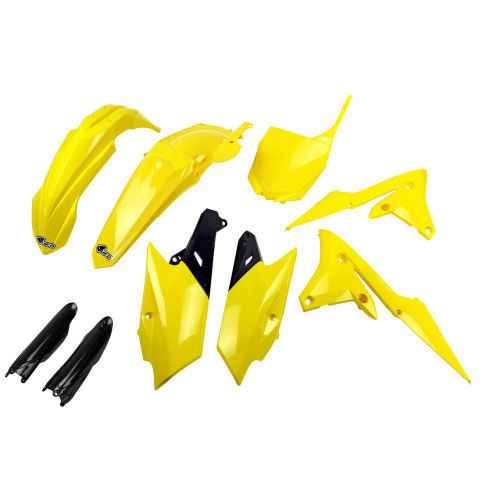 UFO Plastkit med Gaffelbensskydd Yamaha yellow